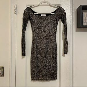 Gold lace, long sleeve dress